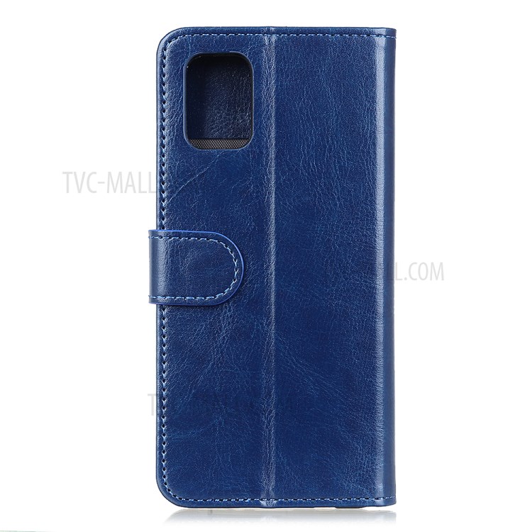 Crazy Horse Wallet Stand Leather Phone Protective Case for Samsung Galaxy A02s (EU Version) - Blue-2