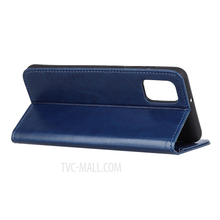 Crazy Horse Wallet Stand Leather Phone Protective Case for Samsung Galaxy A02s (EU Version) - Blue-3