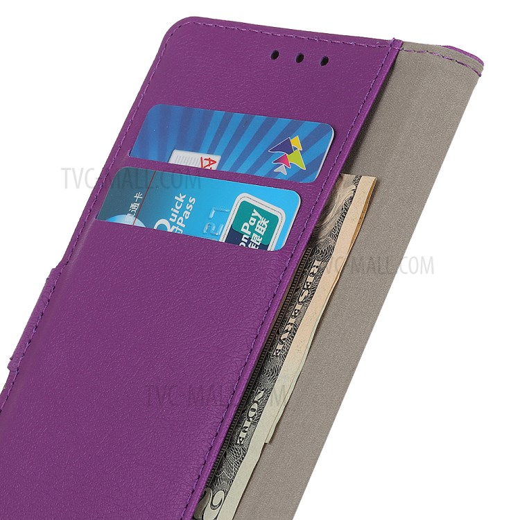 Stand PU Leather Phone Shell for Samsung Galaxy A02s (EU Version) Wallet Flip Cover - Purple-7