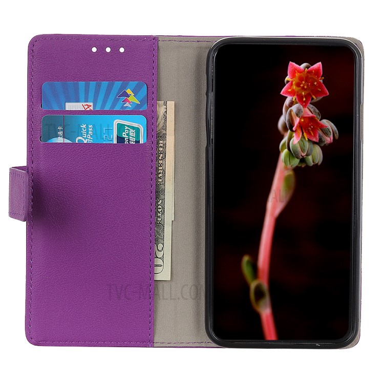 Stand PU Leather Phone Shell for Samsung Galaxy A02s (EU Version) Wallet Flip Cover - Purple-9