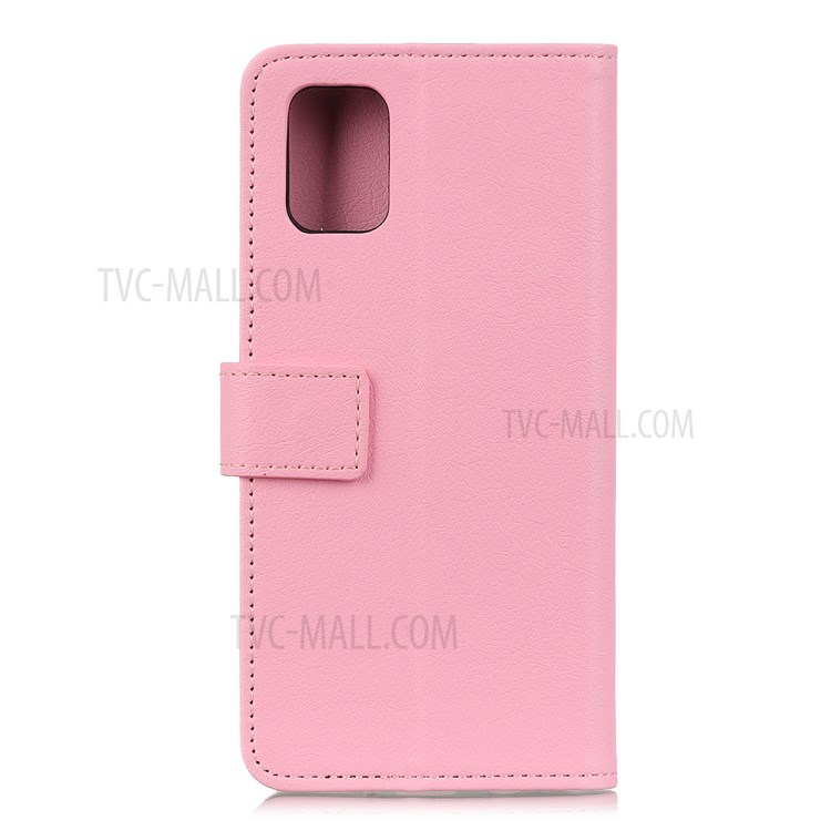 Stand PU Leather Phone Shell for Samsung Galaxy A02s (EU Version) Wallet Flip Cover - Pink-2