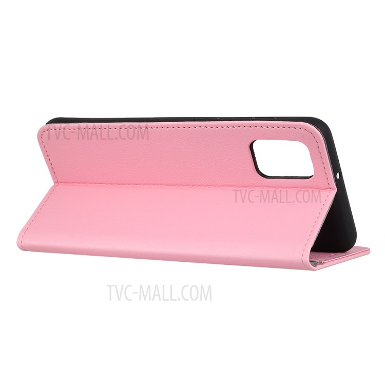 Stand PU Leather Phone Shell for Samsung Galaxy A02s (EU Version) Wallet Flip Cover - Pink-3