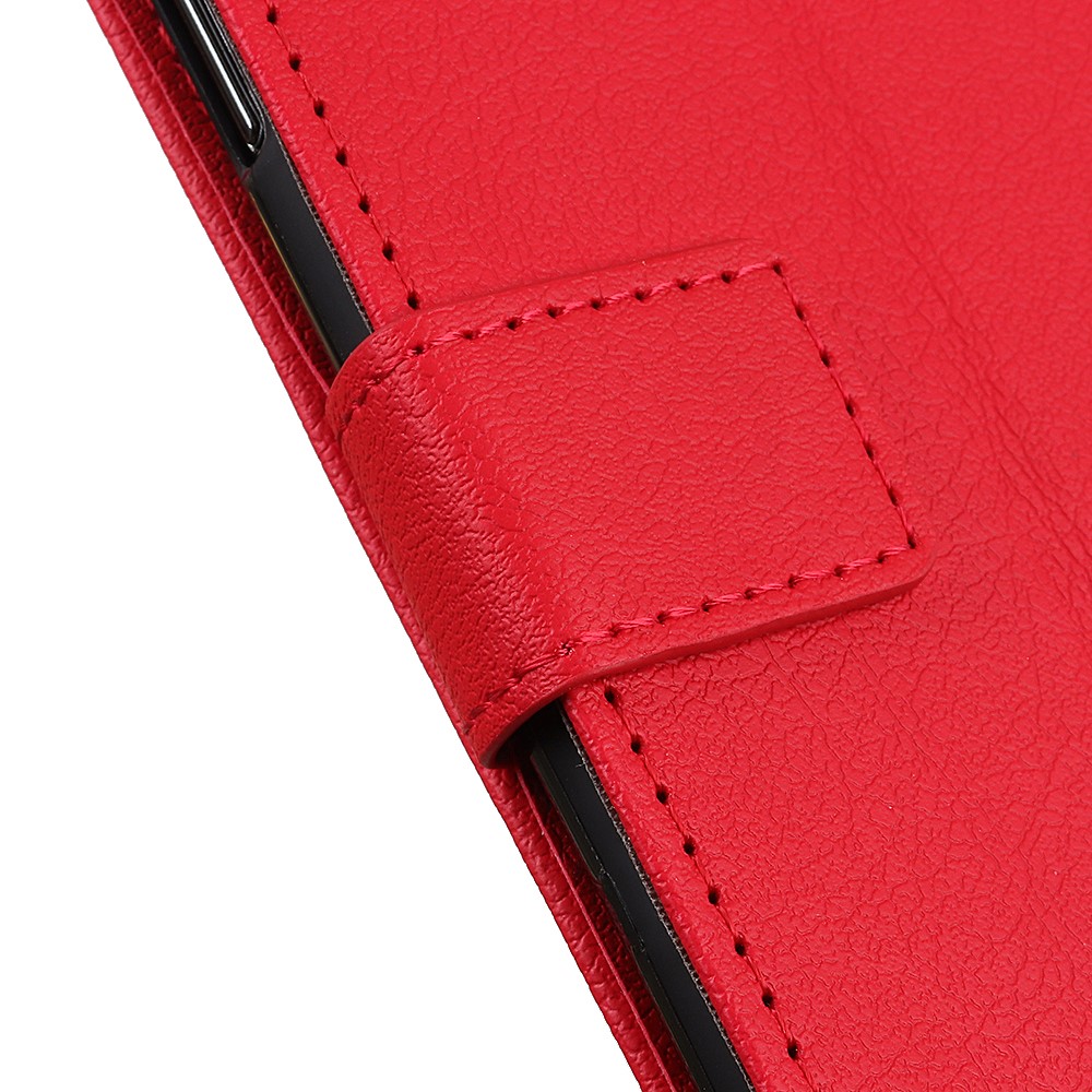 Stand PU Leather Phone Shell for Samsung Galaxy A02s (EU Version) Wallet Flip Cover - Red-4