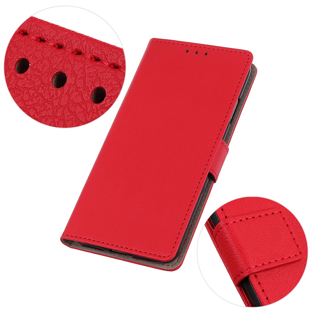 For Samsung Galaxy A02s (164.2x75.9x9.1mm) Wear-resistant Phone Case Leather Protective Cover with Stand Wallet - Red-6