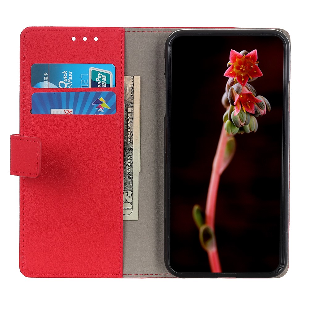 Stand PU Leather Phone Shell for Samsung Galaxy A02s (EU Version) Wallet Flip Cover - Red-9