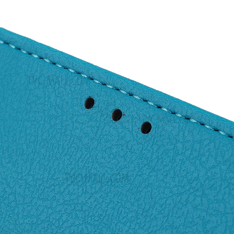 Stand PU Leather Phone Shell for Samsung Galaxy A02s (EU Version) Wallet Flip Cover - Blue-4