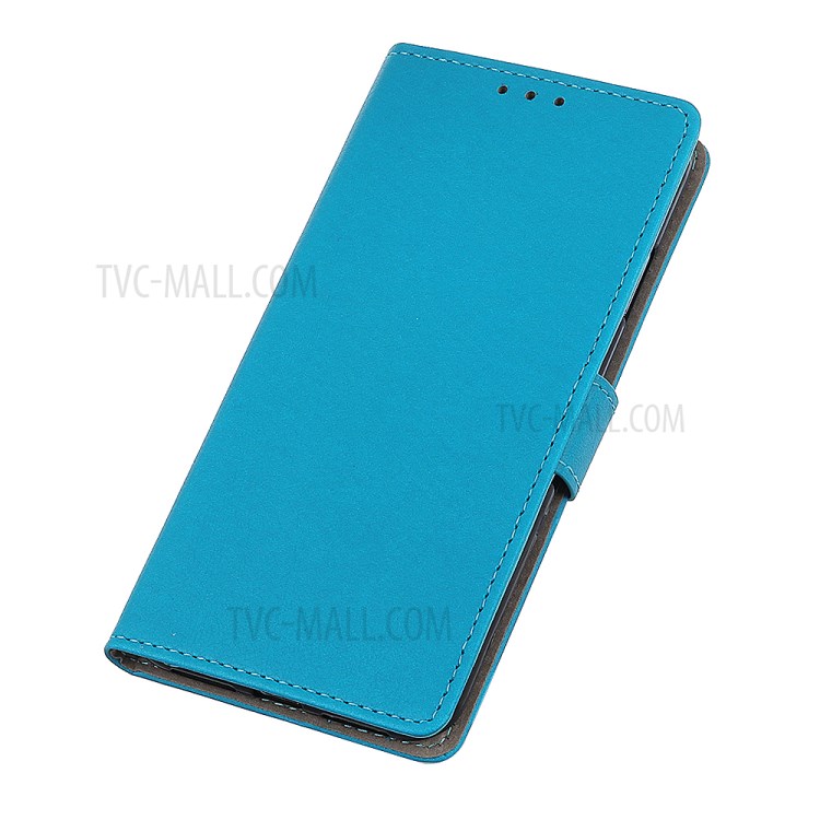 Stand PU Leather Phone Shell for Samsung Galaxy A02s (EU Version) Wallet Flip Cover - Blue-6