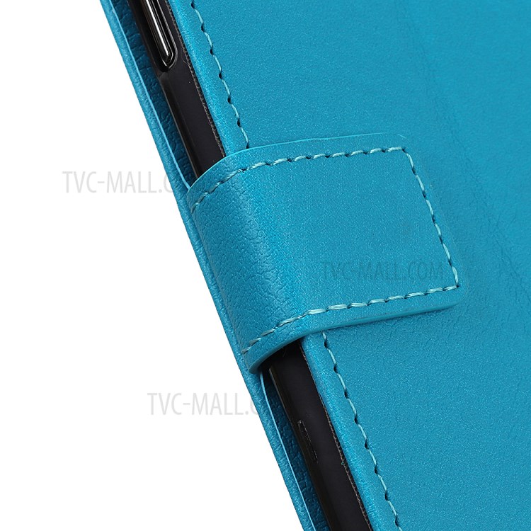 Stand PU Leather Phone Shell for Samsung Galaxy A02s (EU Version) Wallet Flip Cover - Blue-7