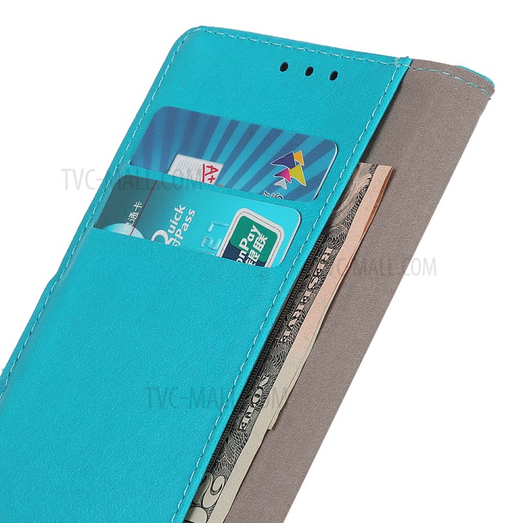 Stand PU Leather Phone Shell for Samsung Galaxy A02s (EU Version) Wallet Flip Cover - Blue-8