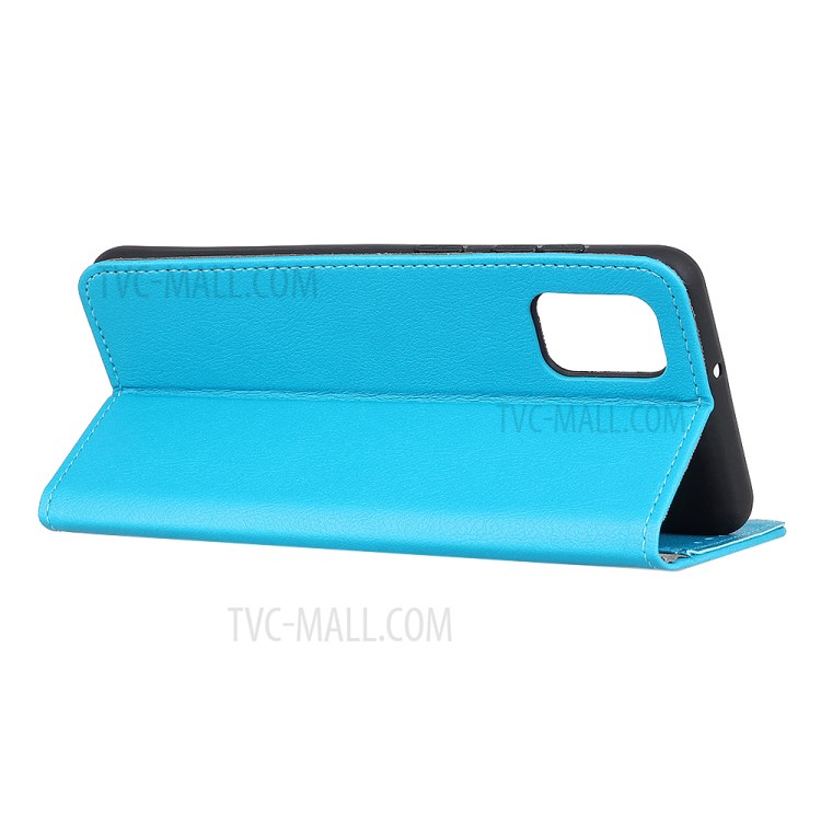 Stand PU Leather Phone Shell for Samsung Galaxy A02s (EU Version) Wallet Flip Cover - Blue-9