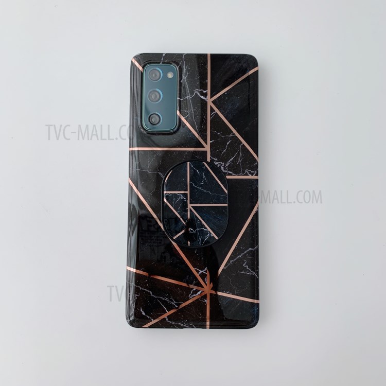 Plating Splicing Marble Pattern Rotary Folding Kickstand Case for Samsung Galaxy S20 FE/S20 Fan Edition/S20 FE 5G/S20 Fan Edition 5G - Style C-1