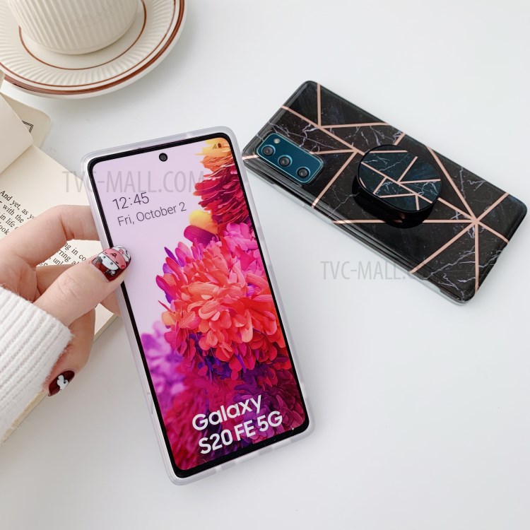 Plating Splicing Marble Pattern Rotary Folding Kickstand Case for Samsung Galaxy S20 FE/S20 Fan Edition/S20 FE 5G/S20 Fan Edition 5G - Style C-3