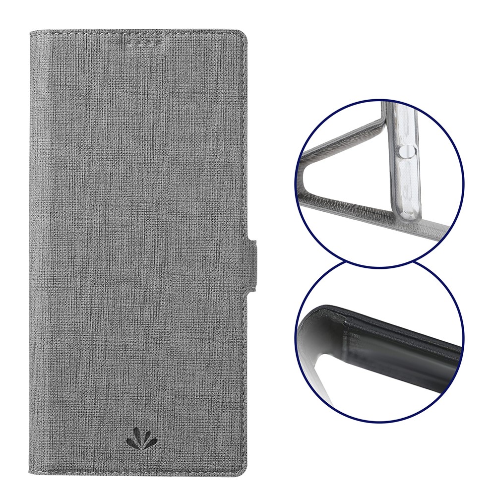 VILI DMK Double Card Holder Magnetic Clasp Leather Wallet Stand Cover for Samsung Galaxy A32 - Grey-1