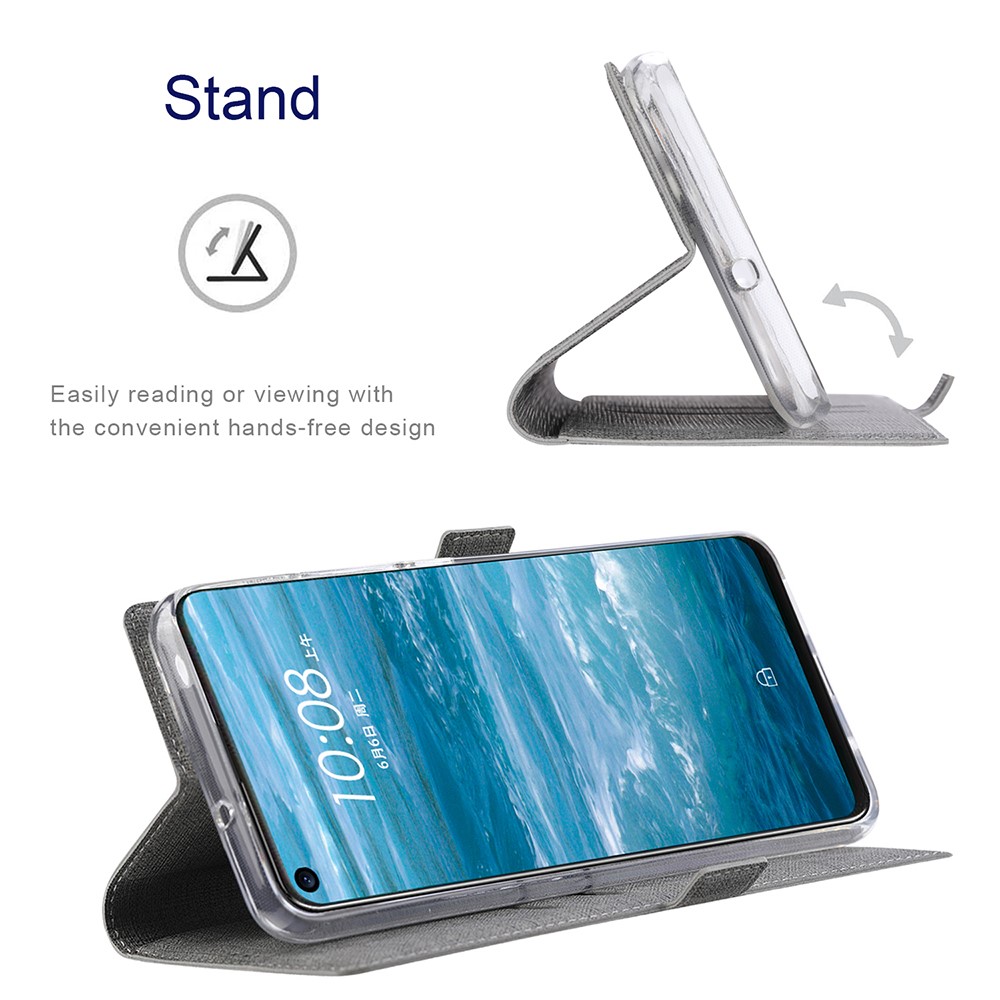 VILI DMK Double Card Holder Magnetic Clasp Leather Wallet Stand Cover for Samsung Galaxy A32 - Grey-5