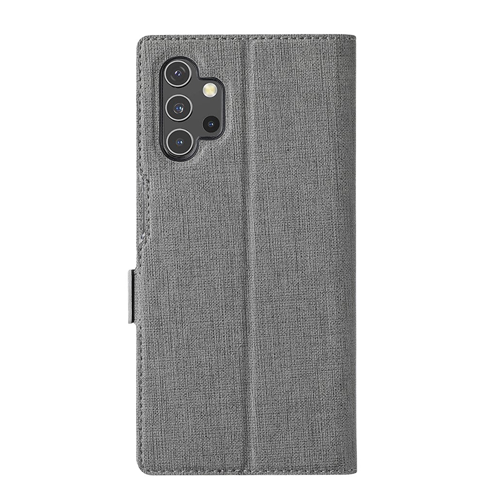 VILI DMK Double Card Holder Magnetic Clasp Leather Wallet Stand Cover for Samsung Galaxy A32 - Grey-7