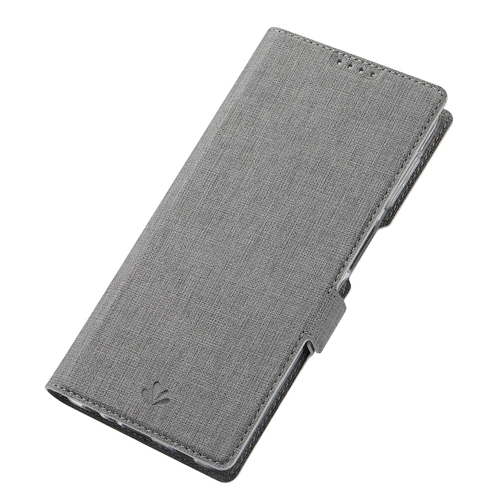 VILI DMK Double Card Holder Magnetic Clasp Leather Wallet Stand Cover for Samsung Galaxy A32 - Grey-9