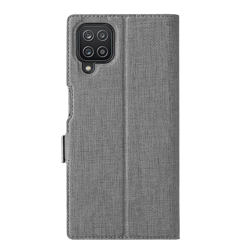 VILI DMK Double Card Holder Magnetic Clasp Leather Wallet Stand Cover for Samsung Galaxy A12 - Grey-6