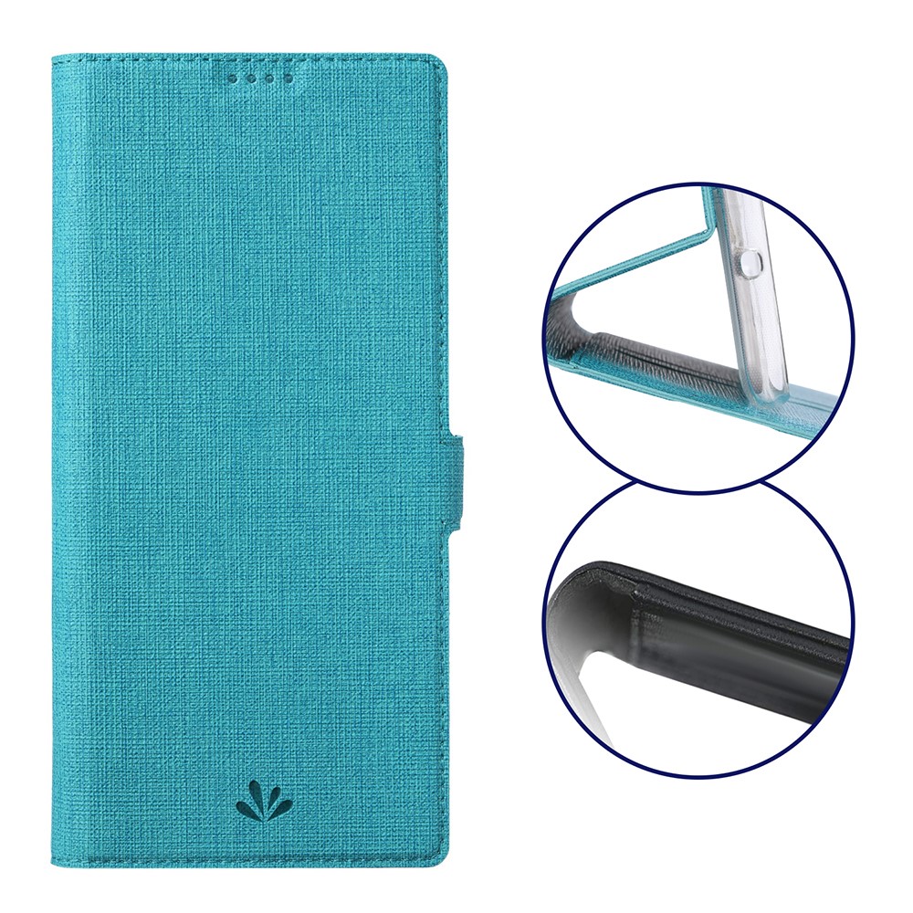 VILI DMK Double Card Holder Magnetic Clasp Leather Wallet Stand Cover for Samsung Galaxy A12 - Blue-1