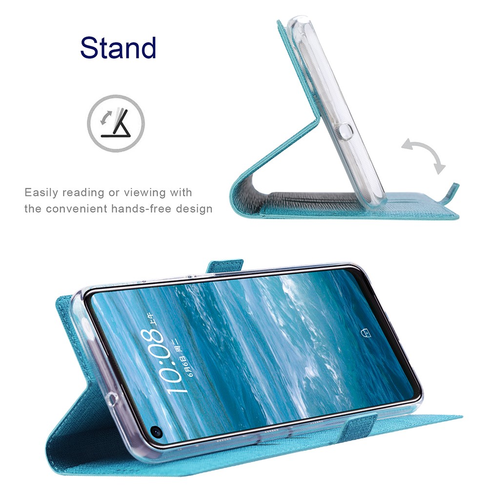 VILI DMK Porta a Doppia Scheda Coperchio Del Portafoglio in Pelle Magnetica Per Samsung Galaxy A12 - Blu-5