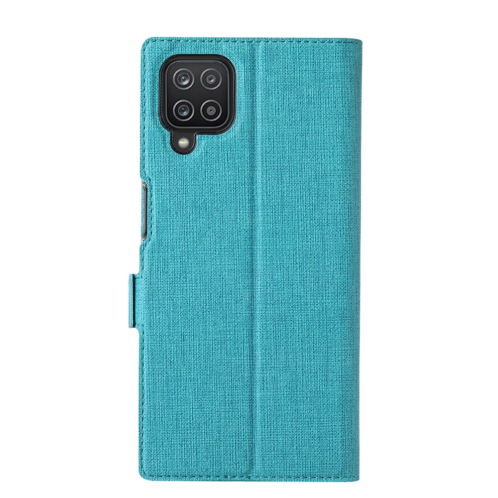 VILI DMK Double Card Holder Magnetic Clasp Leather Wallet Stand Cover for Samsung Galaxy A12 - Blue-7