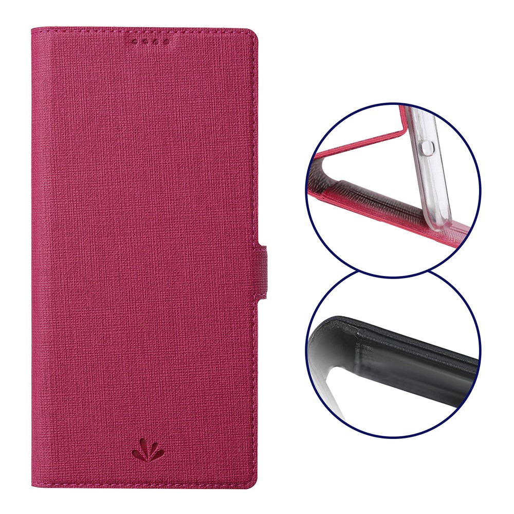 VILI DMK Double Card Holder Magnetic Clasp Leather Wallet Stand Cover for Samsung Galaxy A12 - Red-1