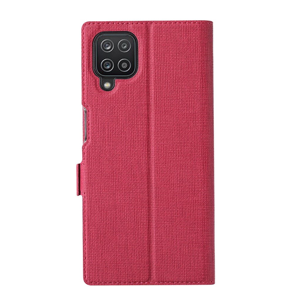 VILI DMK Double Card Holder Magnetic Clasp Leather Wallet Stand Cover for Samsung Galaxy A12 - Red-7
