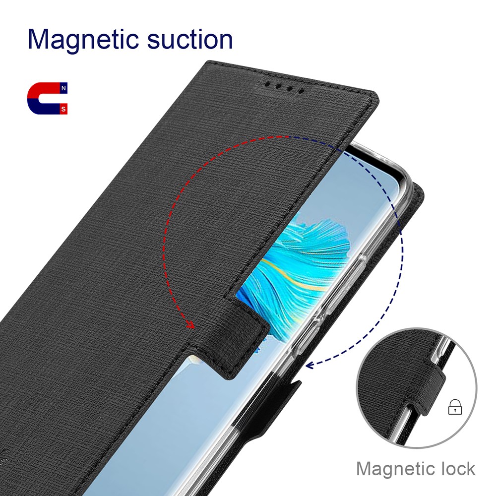 VILI DMK Double Card Holder Magnetic Clasp Leather Wallet Stand Cover for Samsung Galaxy S21 Ultra 5G - Black-2
