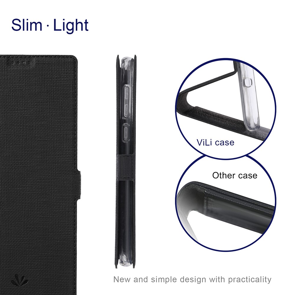 VILI DMK Double Card Holder Magnetic Clasp Leather Wallet Stand Cover for Samsung Galaxy S21 Ultra 5G - Black-4