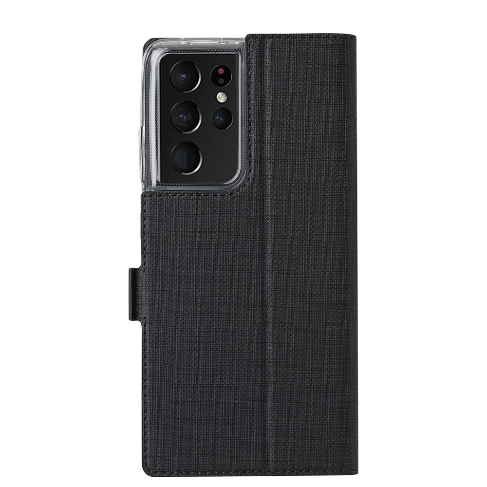 VILI DMK Double Card Holder Magnetic Clasp Leather Wallet Stand Cover for Samsung Galaxy S21 Ultra 5G - Black-7
