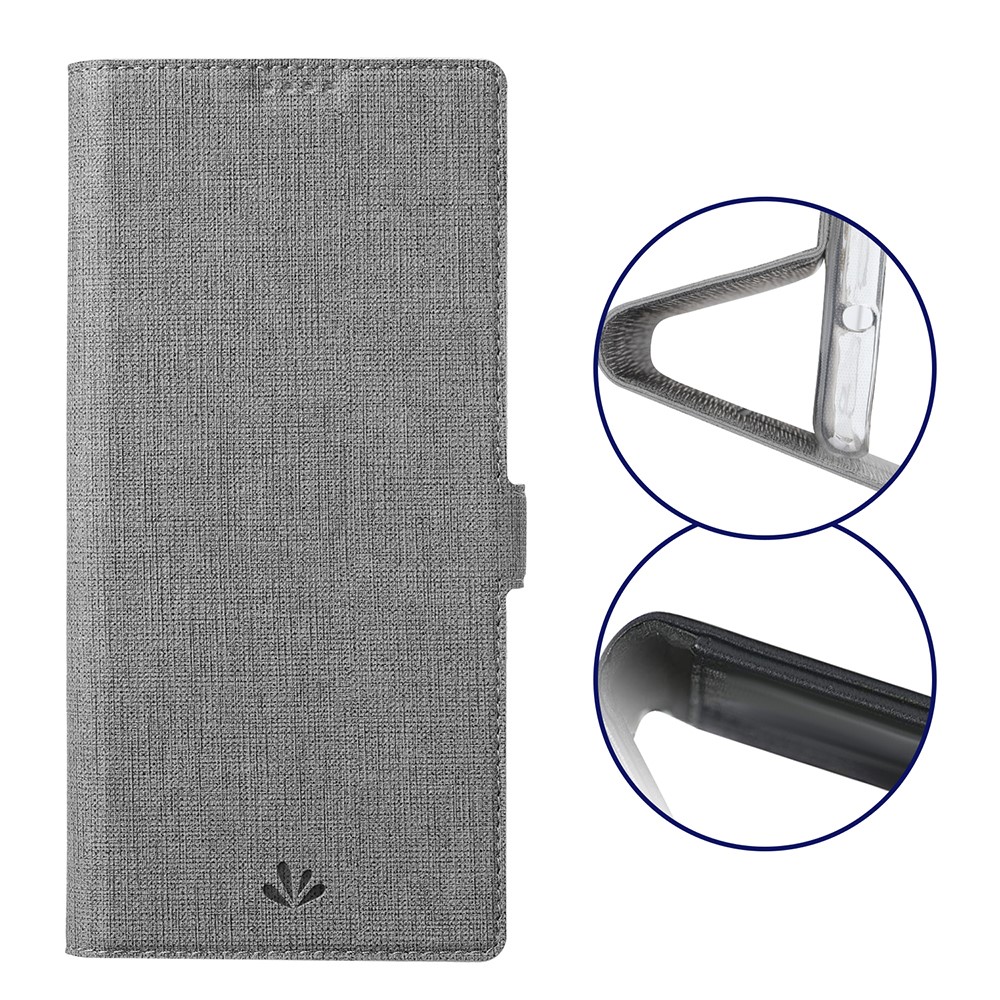 VILI DMK Double Card Holder Magnetic Clasp Leather Wallet Stand Cover for Samsung Galaxy S21 Ultra 5G - Grey-1