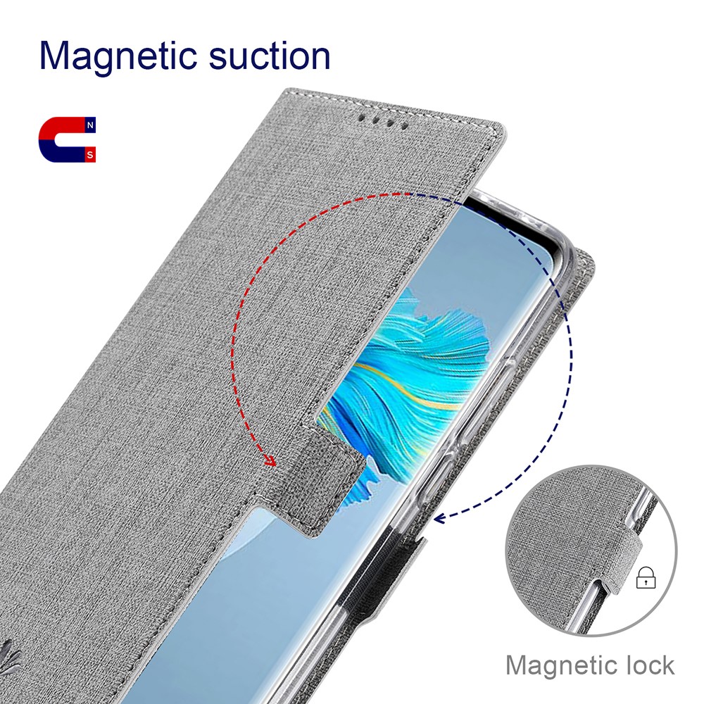 VILI DMK Double Card Holder Magnetic Clasp Leather Wallet Stand Cover for Samsung Galaxy S21 Ultra 5G - Grey-2