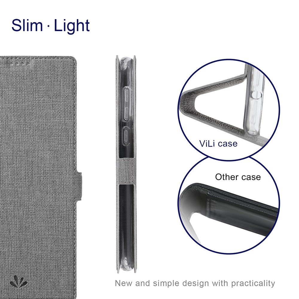 VILI DMK Double Card Holder Magnetic Clasp Leather Wallet Stand Cover for Samsung Galaxy S21 Ultra 5G - Grey-4