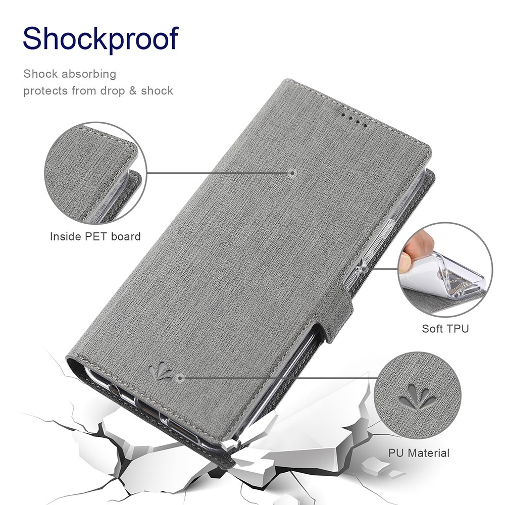 VILI DMK Double Card Holder Magnetic Clasp Leather Wallet Stand Cover for Samsung Galaxy S21 Ultra 5G - Grey-6