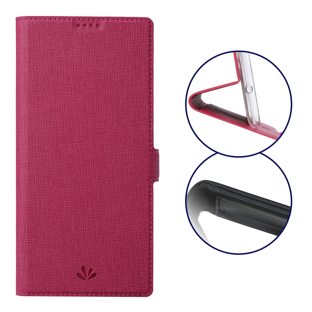 VILI DMK Double Card Holder Magnetic Clasp Leather Wallet Stand Cover for Samsung Galaxy S21 Ultra 5G - Red-1
