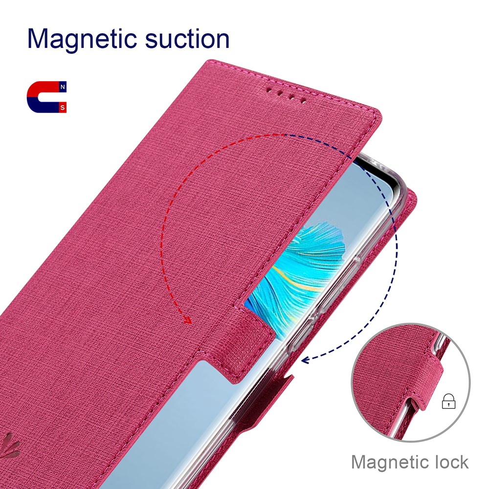 VILI DMK Double Card Holder Magnetic Clasp Leather Wallet Stand Cover for Samsung Galaxy S21 Ultra 5G - Red-2