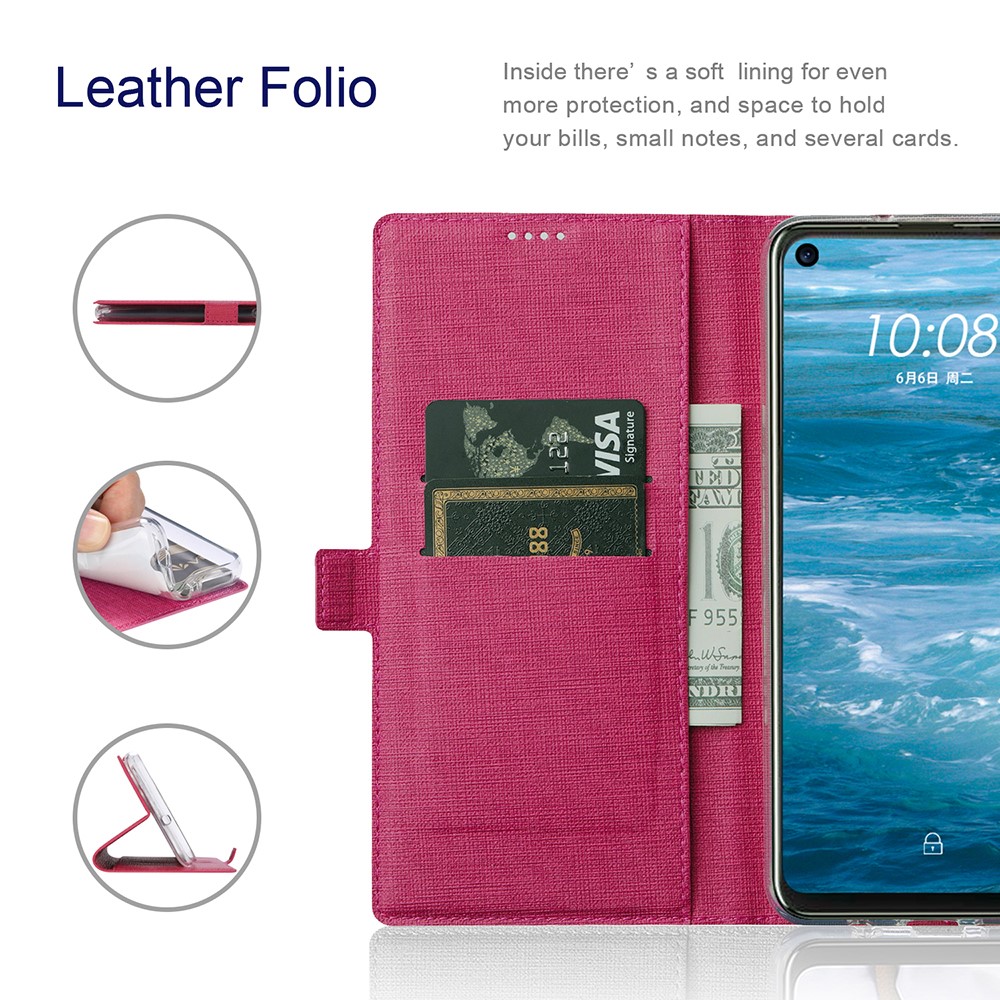 VILI DMK Double Card Holder Magnetic Clasp Leather Wallet Stand Cover for Samsung Galaxy S21 Ultra 5G - Red-3