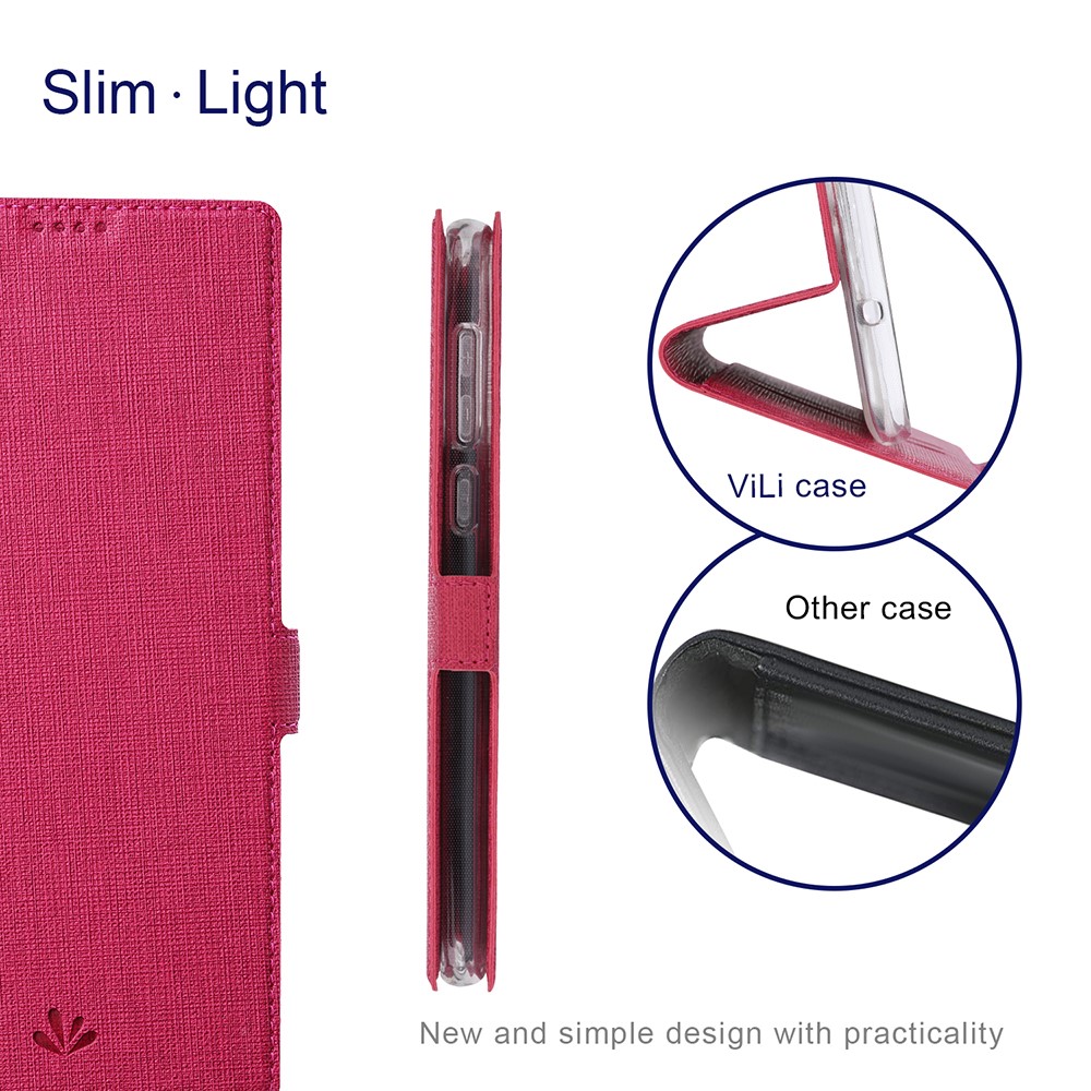 VILI DMK Double Card Holder Magnetic Clasp Leather Wallet Stand Cover for Samsung Galaxy S21 Ultra 5G - Red-4