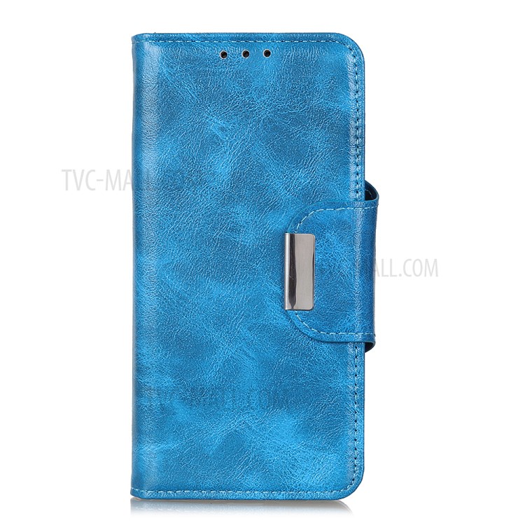 6 Card Slots Wallet Crazy Horse Skin Leather Case for Samsung Galaxy A02s (EU Version) - Blue-2