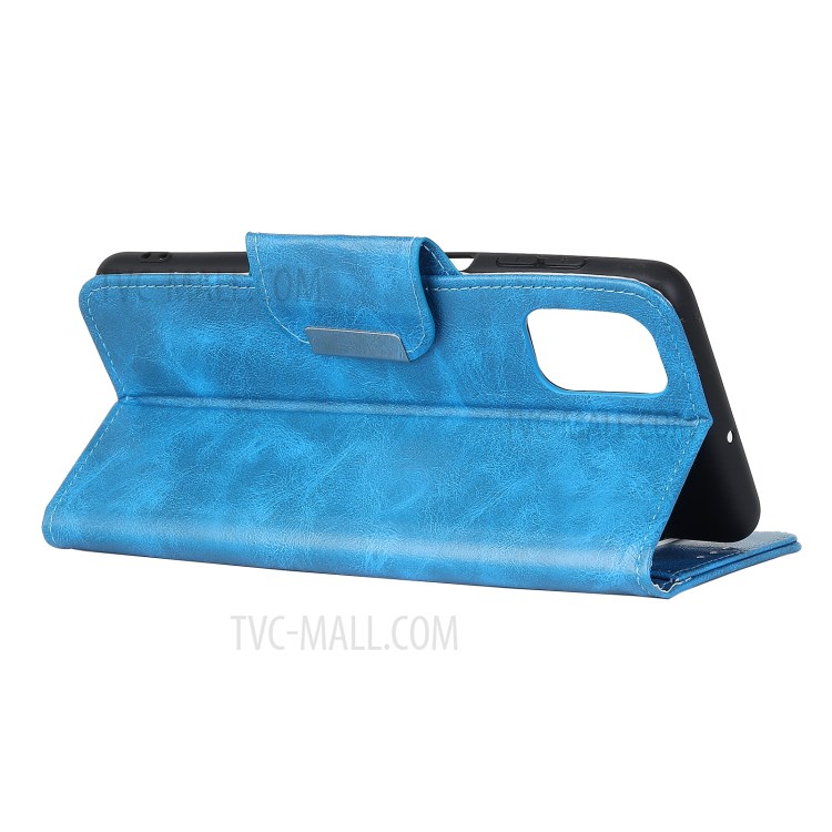 6 Card Slots Wallet Crazy Horse Skin Leather Case for Samsung Galaxy A02s (EU Version) - Blue-4