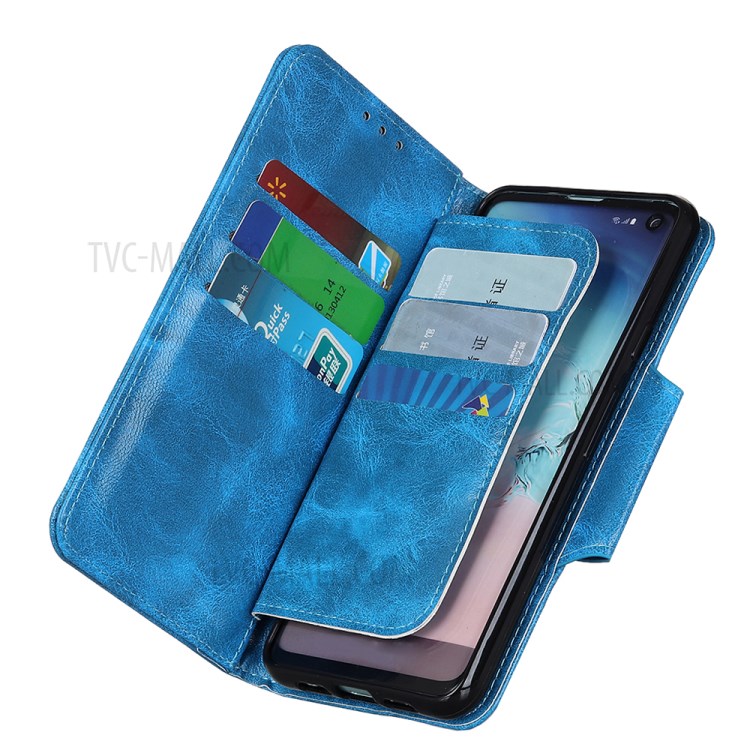 6 Card Slots Wallet Crazy Horse Skin Leather Case for Samsung Galaxy A02s (EU Version) - Blue-5