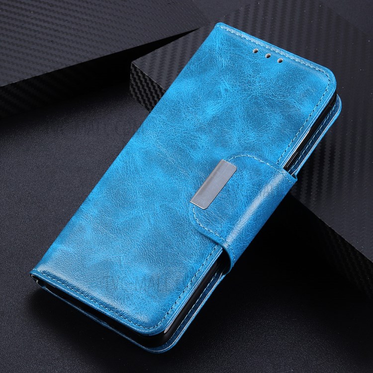6 Card Slots Wallet Crazy Horse Skin Leather Case for Samsung Galaxy A02s (EU Version) - Blue-8