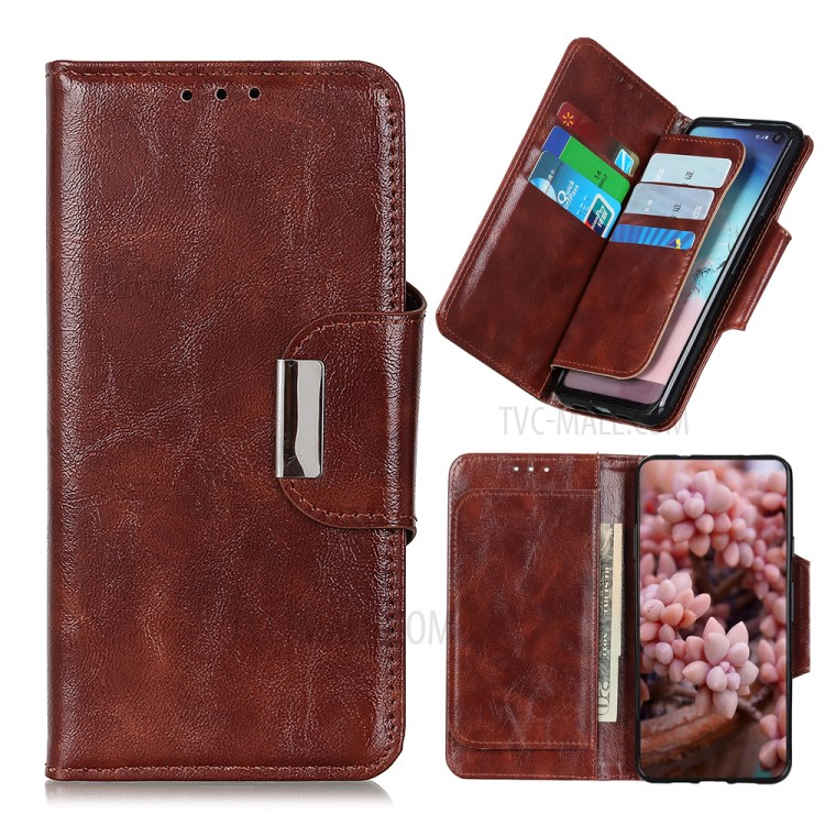6 Card Slots Wallet Crazy Horse Skin Leather Case for Samsung Galaxy A02s (EU Version) - Brown-1