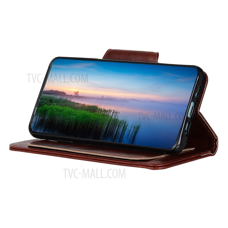 6 Card Slots Wallet Crazy Horse Skin Leather Case for Samsung Galaxy A02s (EU Version) - Brown-6