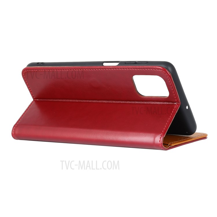 Smooth Surface Leather Wallet Phone Case with Stand for Samsung Galaxy A02s (EU Version) - Red-4