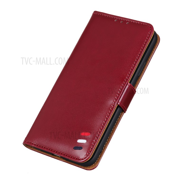 Smooth Surface Leather Wallet Phone Case with Stand for Samsung Galaxy A02s (EU Version) - Red-5
