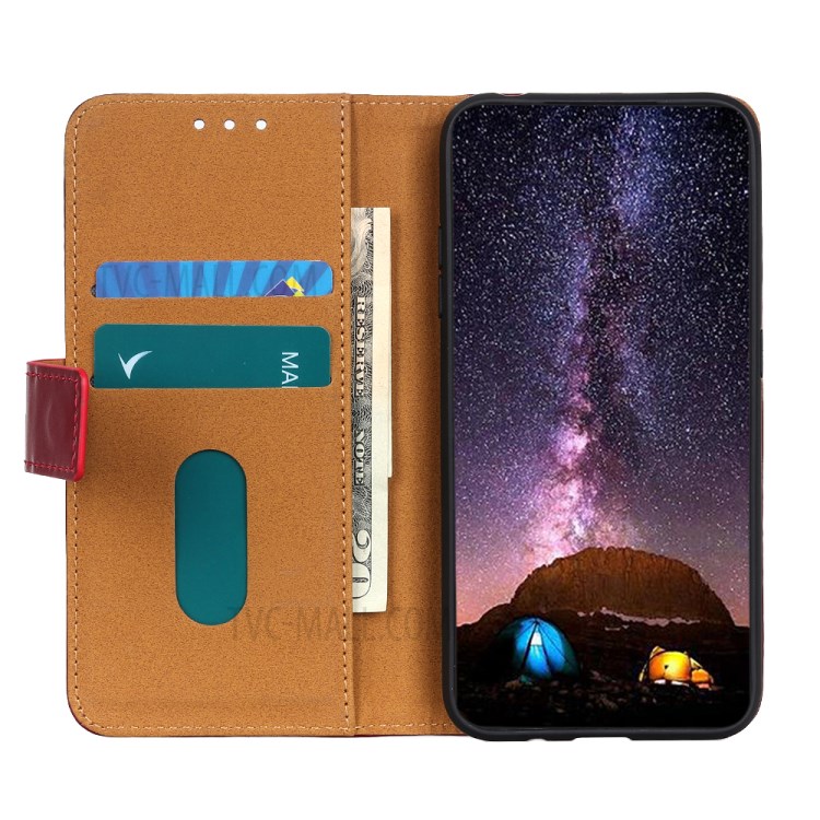Smooth Surface Leather Wallet Phone Case with Stand for Samsung Galaxy A02s (EU Version) - Red-6
