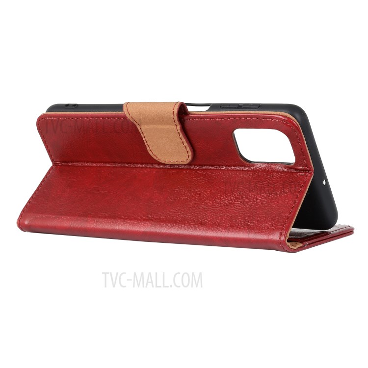 Nappa Texture Wallet Stand Split Leather Mobile Phone Case for Samsung Galaxy A02s (EU Version) - Red-4