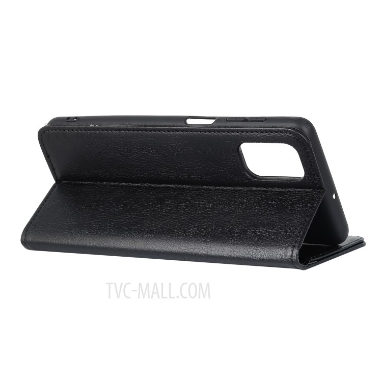For Samsung Galaxy A02s (EU Version) Auto-absorbed Litchi Texture Split Leather Wallet Stand Cover - Black-4