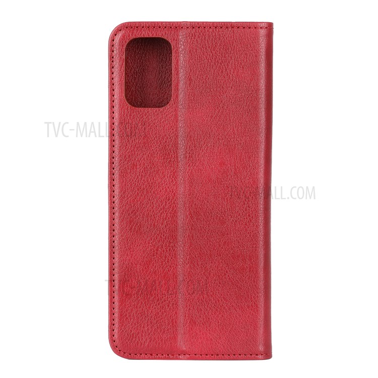 For Samsung Galaxy A02s (EU Version) Auto-absorbed Litchi Texture Split Leather Wallet Stand Cover - Red-3
