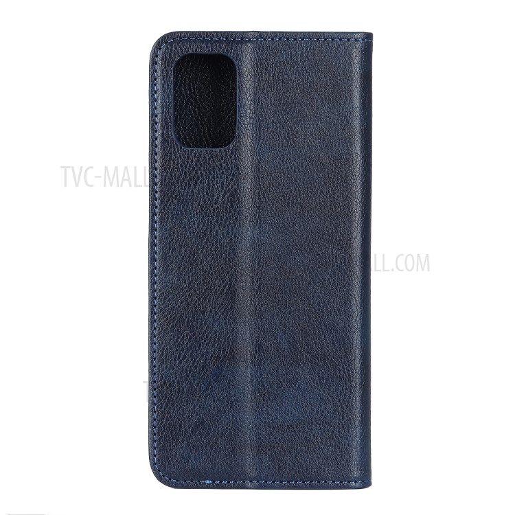 For Samsung Galaxy A02s (EU Version) Auto-absorbed Litchi Texture Split Leather Wallet Stand Cover - Blue-3